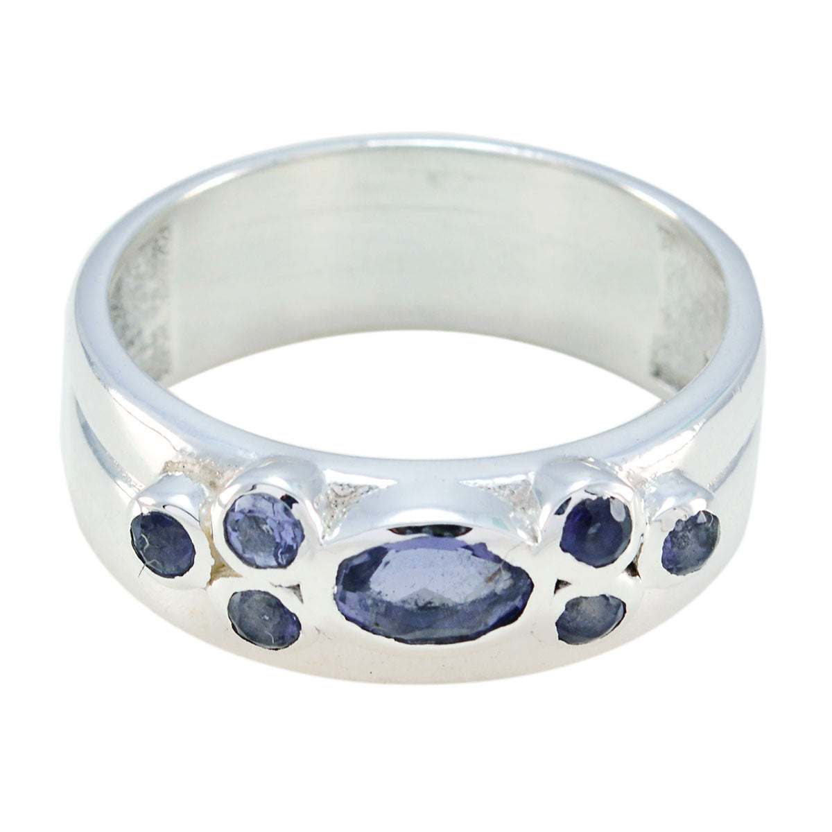 Iolite Hepta German 925 Silver Blue Gemstones Classic Trendy Band Jewelry Главное изображение товара