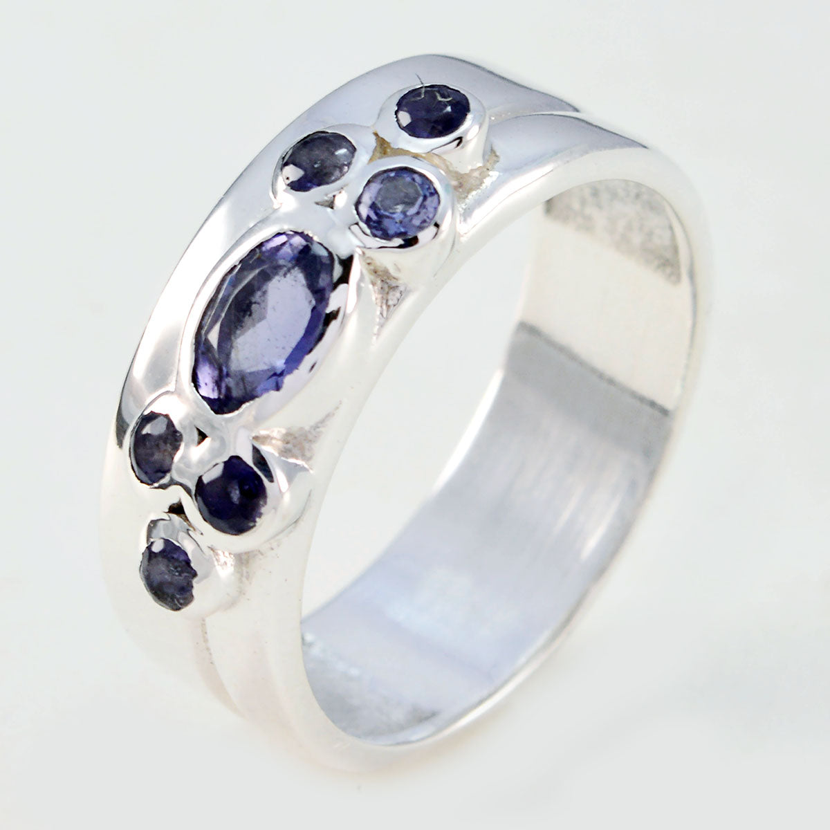 Iolite Hepta German 925 Silver Blue Gemstones Classic Trendy Band Jewelry Второстепенное изображение товара