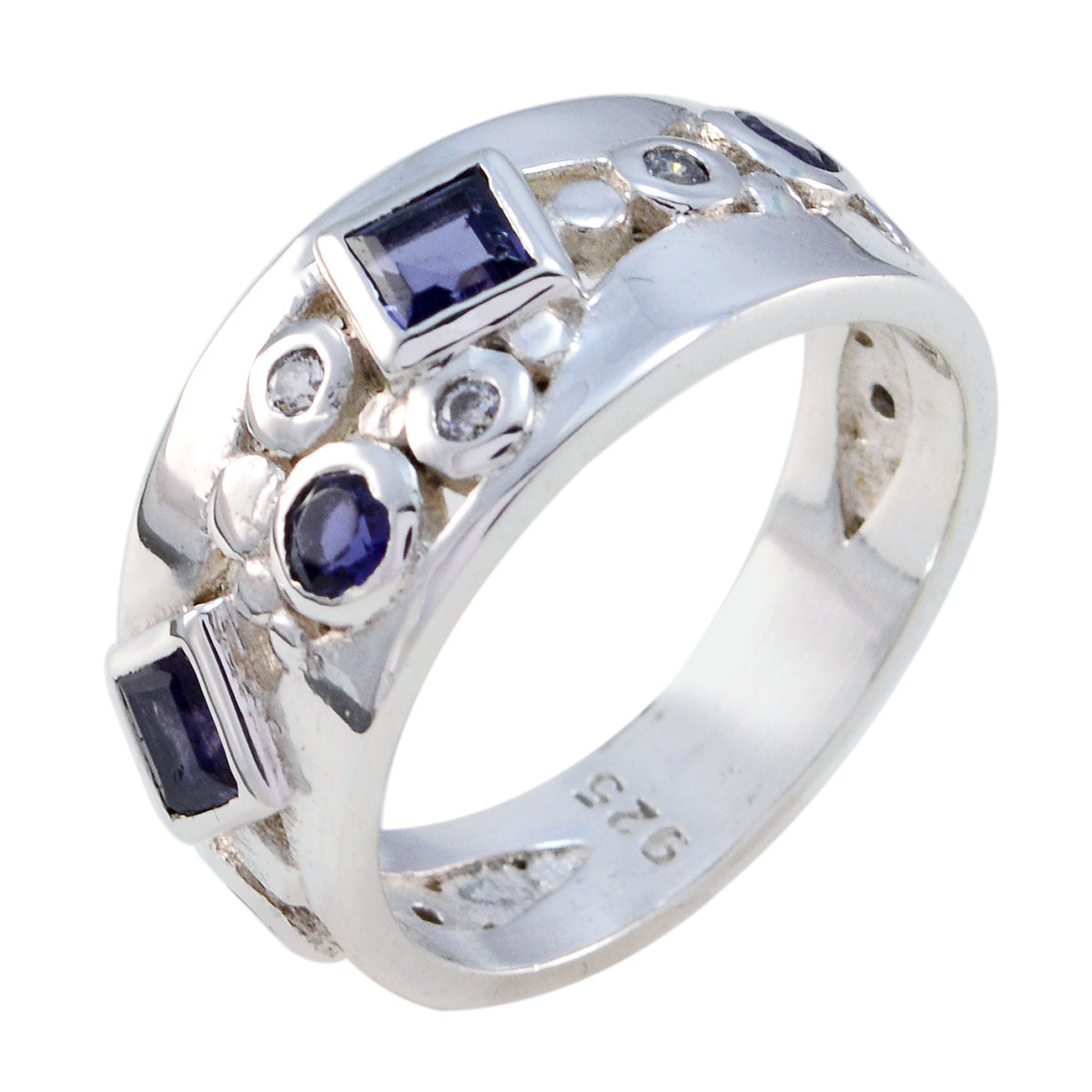 Iolite Trilogy Afrikansk 925 Sterling Silver Blå Ädelsten Iögonfallande Abstrakt Ringsmycken Sekundär produktbild