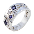 Iolite Trilogy African 925 Sterling Silver Blue Gemstone Eye catching Abstract Ring Jewelry