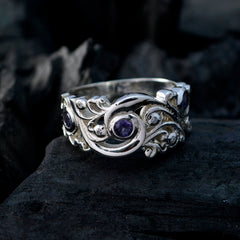 Iolite multiple Russian Silver Blue Gemstones Mid weight Contemporary Ring Jewellery