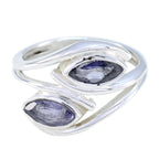 Iolite Toi et Moi French 92.5 Silver Blue Gemstones Slim Contemporary Ring Jewellery