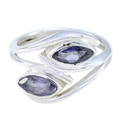 Iolite Toi et Moi French 92.5 Silver Blue Gemstones Slim Contemporary Ring Jewellery