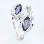 Iolite Toi et Moi French 92.5 Silver Blue Gemstones Slim Contemporary Ring Jewellery