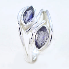 Iolite Toi et Moi French 92.5 Silver Blue Gemstones Slim Contemporary Ring Jewellery