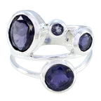 Iolite quarter Egyptian Sterling Silver Blue Gems Minimal Luxurious Ring Jewelry