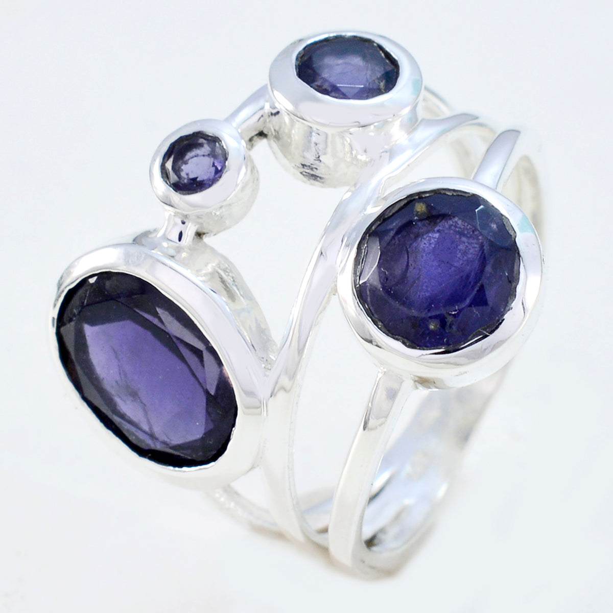 Iolite quarter Egyptian Sterling Silver Blue Gems Minimal Luxurious Ring Jewelry
