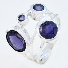 Iolite quarter Egyptian Sterling Silver Blue Gems Minimal Luxurious Ring Jewelry