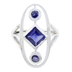Iolite Trilogy Indian 925 Sterling Silver Blue Gems Slim Fairytale Ring Jewelry