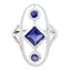 Iolite Trilogy Indian 925 Sterling Silver Blue Gems Slim Fairytale Ring Jewelry