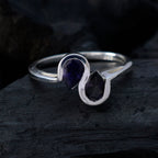 Iolite Toi et Moi Turkish 92.5 Silver Blue Gemstones Dainty Romantic Ring Jewelry