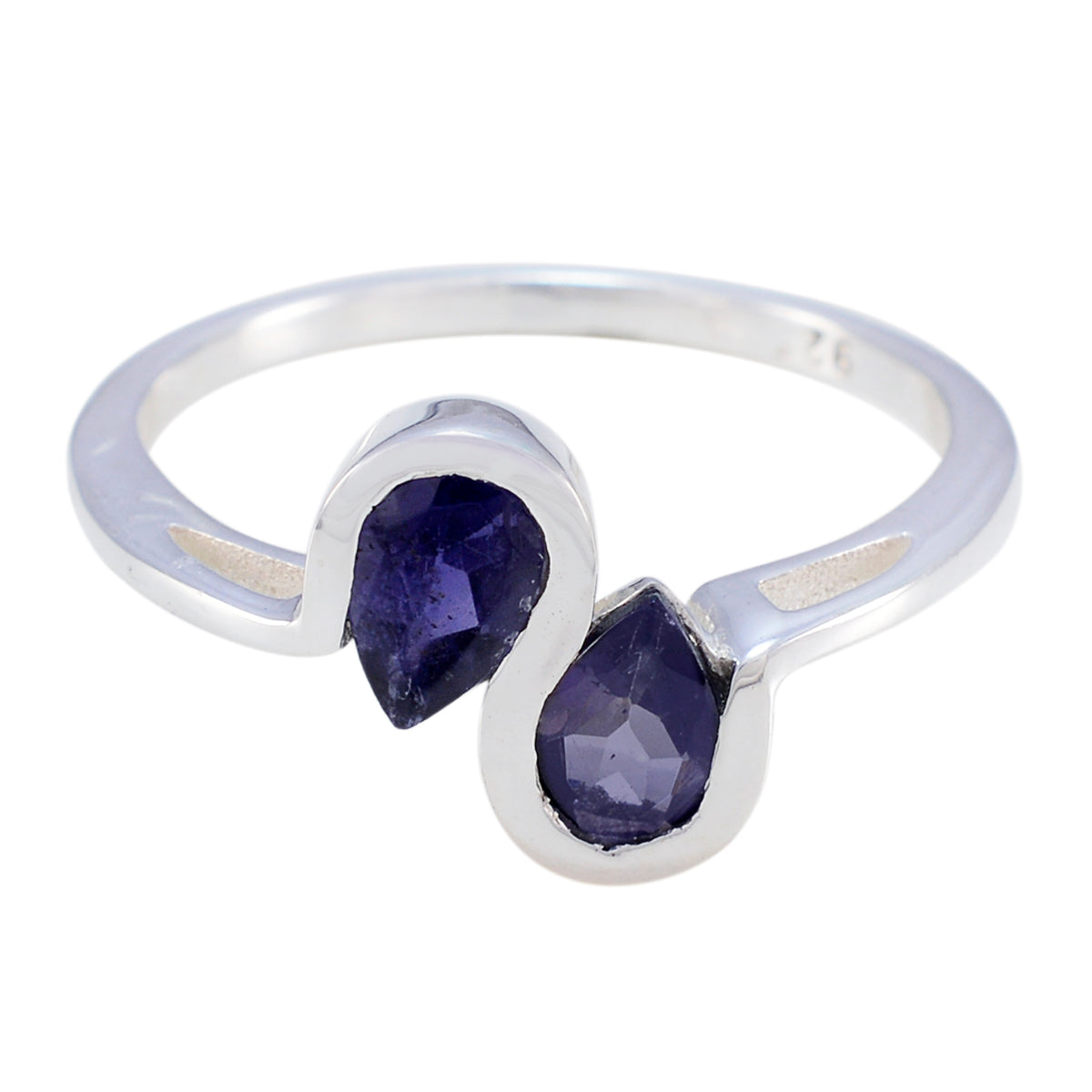 Iolite Toi et Moi Turkish 92.5 Silver Blue Gemstones Dainty Romantic Ring Jewelry