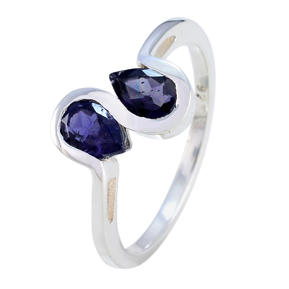 Iolite Toi et Moi Turkish 92.5 Silver Blue Gemstones Dainty Romantic Ring Jewelry