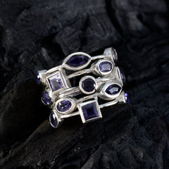 Iolite multiple Indian 925 Sterling Silver Blue Gems Eye catching Modern Ring Jewelry