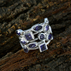 Iolite multiple Indian 925 Sterling Silver Blue Gems Eye catching Modern Ring Jewelry