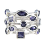 Iolite multiple Indian 925 Sterling Silver Blue Gems Eye catching Modern Ring Jewelry