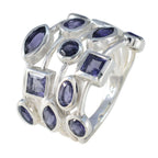 Iolite multiple Indian 925 Sterling Silver Blue Gems Eye catching Modern Ring Jewelry