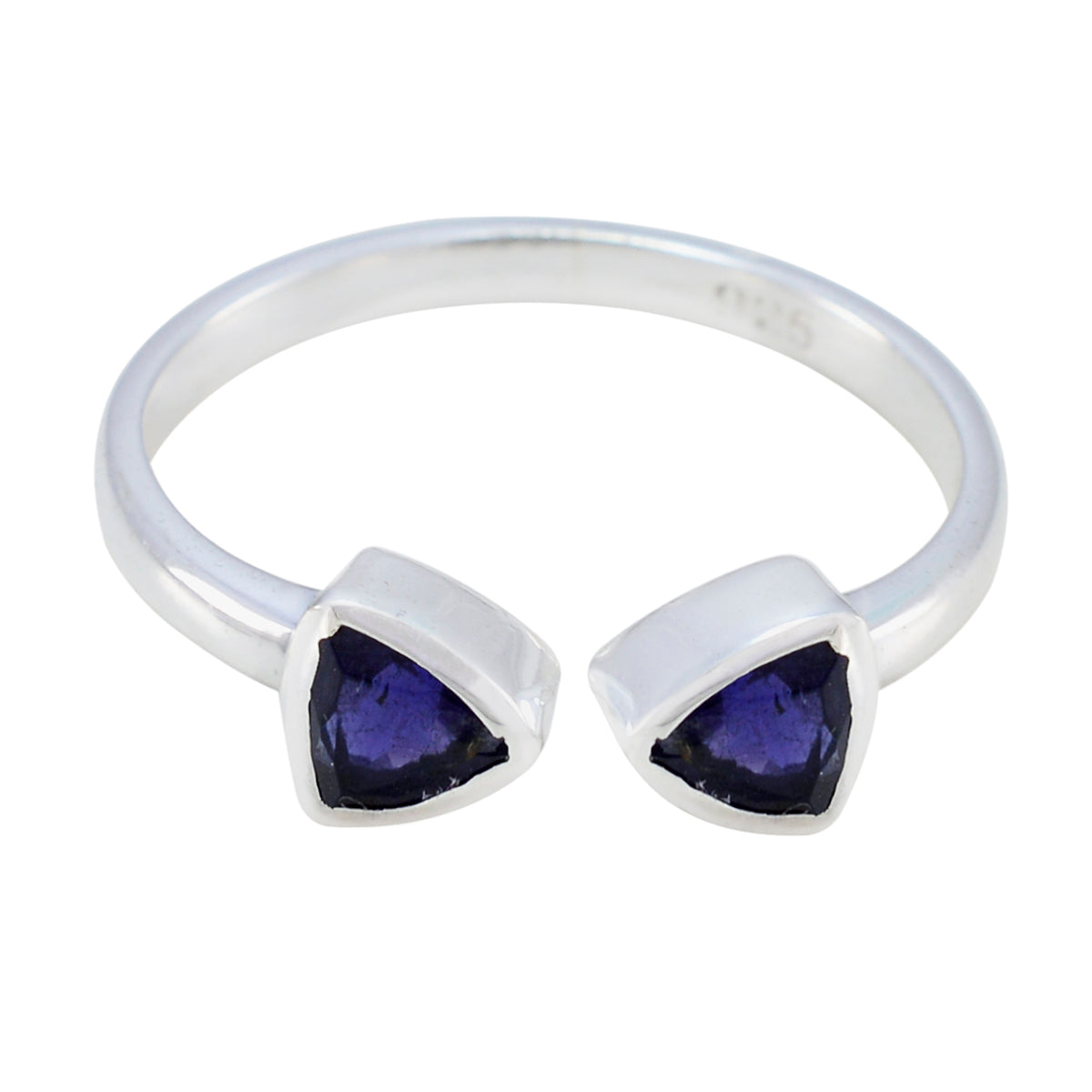 Iolite Toi et Moi Japanese 92.5 Silver Blue Gemstone Dainty Modern Ring Jewellery Main image