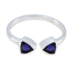 Iolite Toi et Moi Japanese 92.5 Silver Blue Gemstone Dainty Modern Ring Jewellery