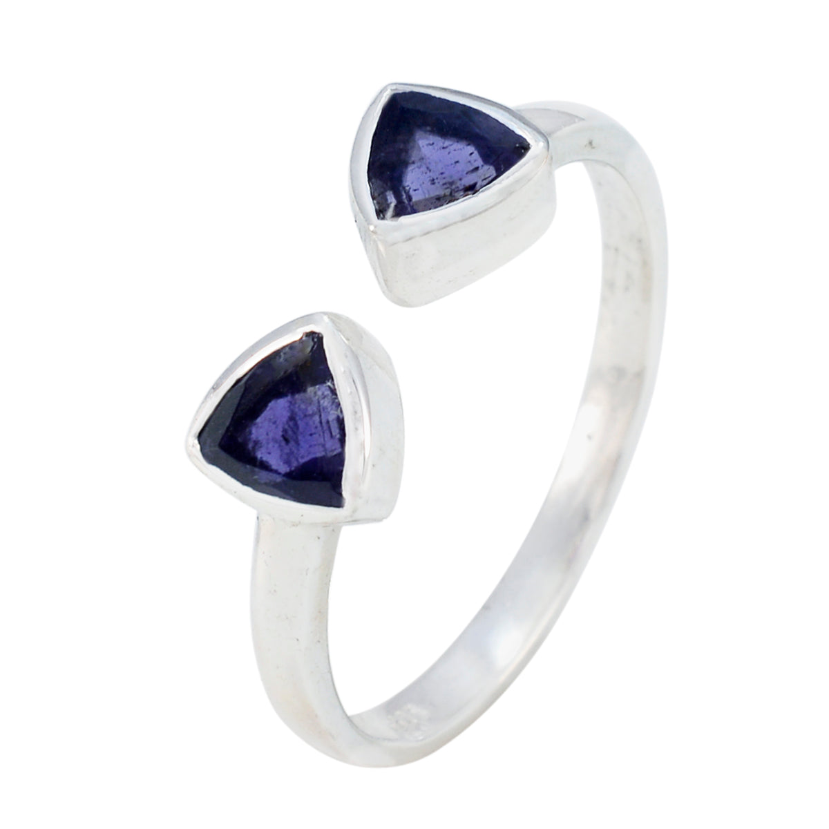 Iolite Toi et Moi Japanese 92.5 Silver Blue Gemstone Dainty Modern Ring Jewellery Secondary image