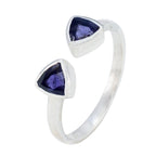Iolite Toi et Moi Japanese 92.5 Silver Blue Gemstone Dainty Modern Ring Jewellery