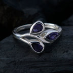 Iolite Trilogy African 925 Silver Blue Gemstone Featherlight Luxurious Ring Jewelry
