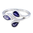 Iolite Trilogy African 925 Silver Blue Gemstone Featherlight Luxurious Ring Jewelry