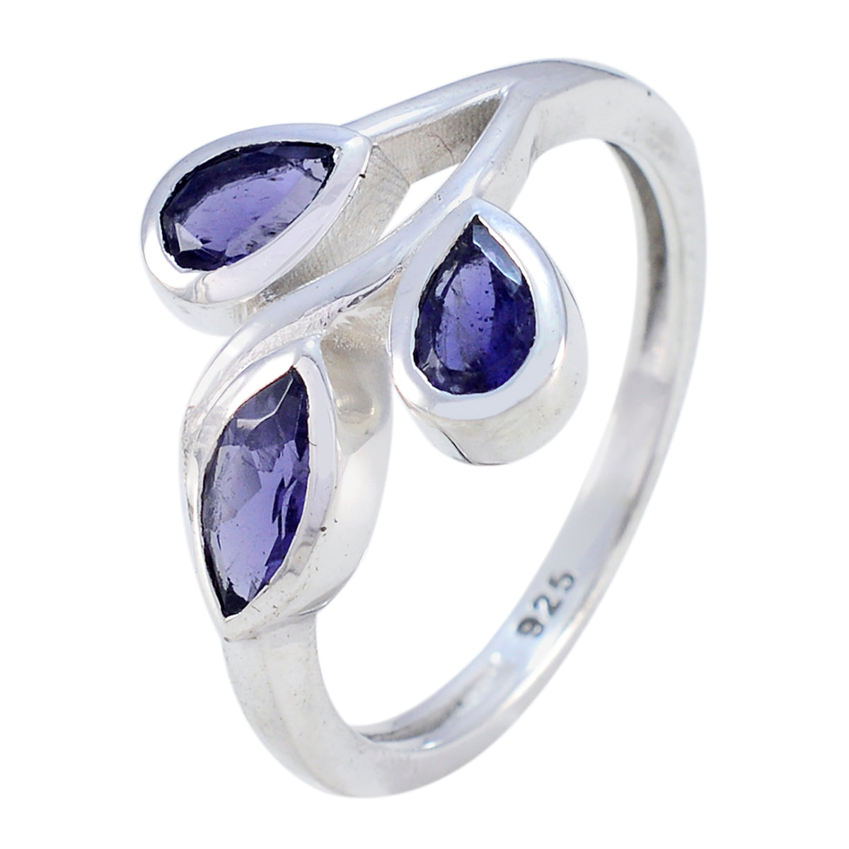 Iolite Trilogy African 925 Silver Blue Gemstone Featherlight Luxurious Ring Jewelry