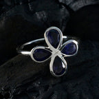Iolite quarter American 92.5 Silver Blue Gemstone Dainty Floral Ring Jewelry
