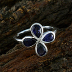 Iolite quarter American 92.5 Silver Blue Gemstone Dainty Floral Ring Jewelry