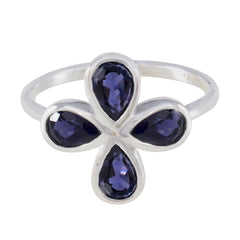 Iolite quarter American 92.5 Silver Blue Gemstone Dainty Floral Ring Jewelry