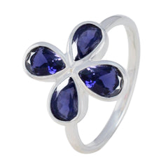 Iolite quarter American 92.5 Silver Blue Gemstone Dainty Floral Ring Jewelry