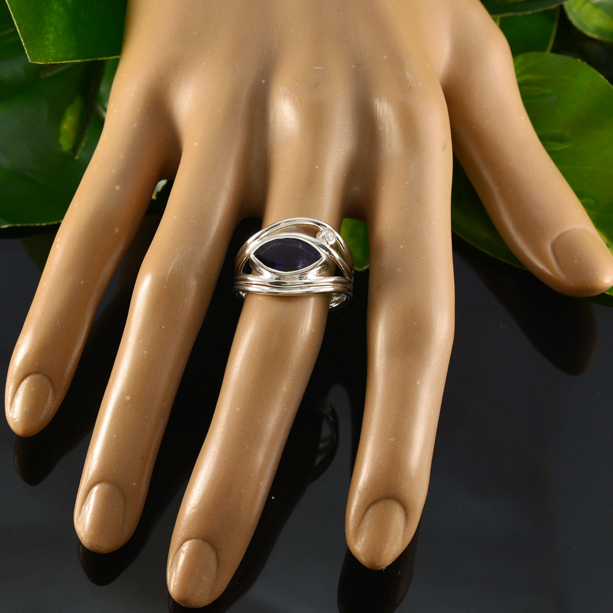 Iolite Toi et Moi German Sterling Silver Blue Gems Tiny Boho Ring Jewelry