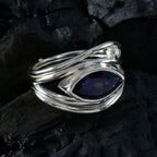 Iolite Toi et Moi German Sterling Silver Blue Gems Tiny Boho Ring Jewelry