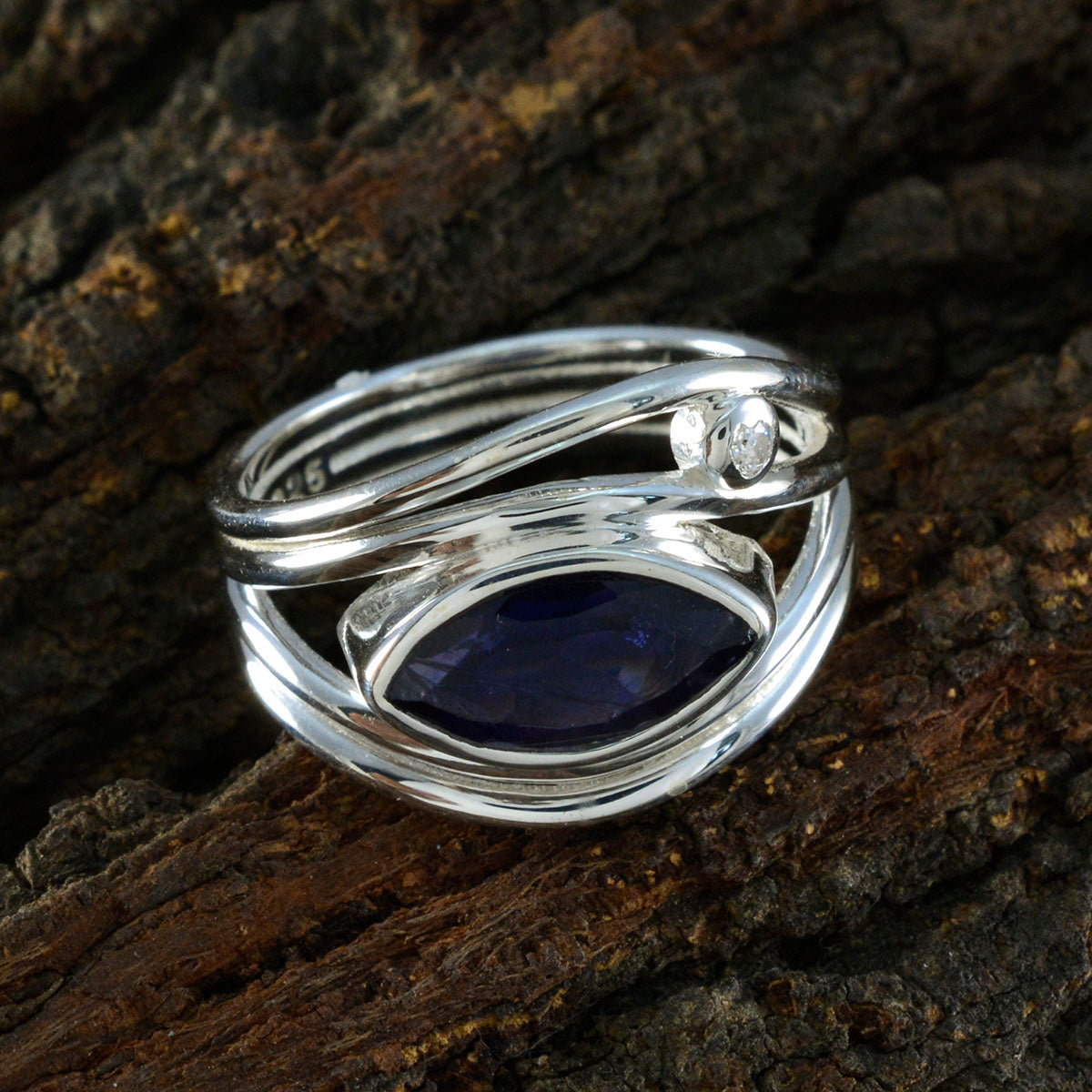 Iolite Toi et Moi German Sterling Silver Blue Gems Tiny Boho Ring Jewelry