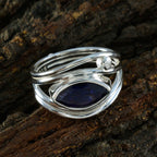 Iolite Toi et Moi German Sterling Silver Blue Gems Tiny Boho Ring Jewelry