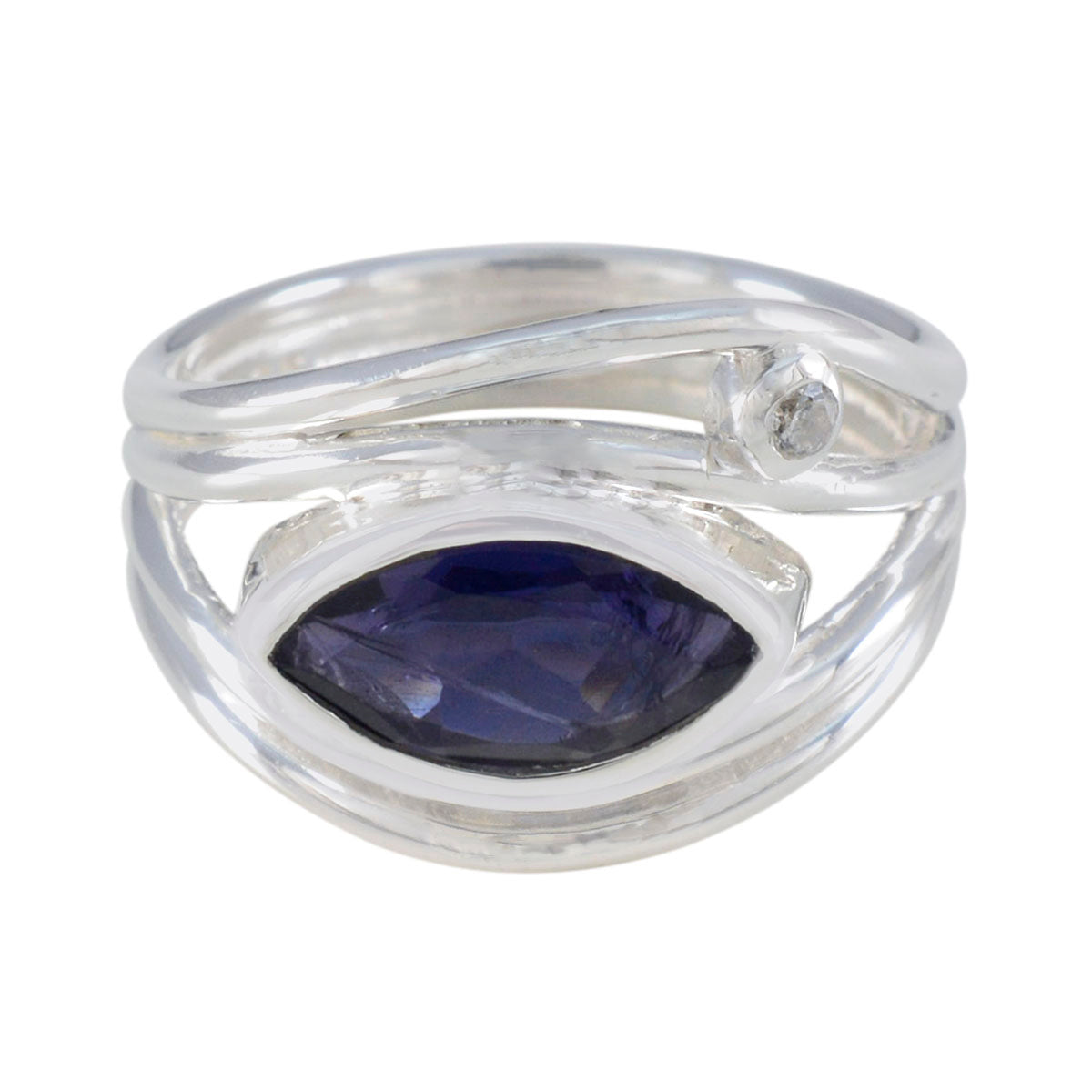 Iolite Toi et Moi German Sterling Silver Blue Gems Tiny Boho Ring Jewelry メイン画像