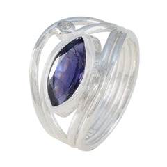 Iolite Toi et Moi German Sterling Silver Blue Gems Tiny Boho Ring Jewelry
