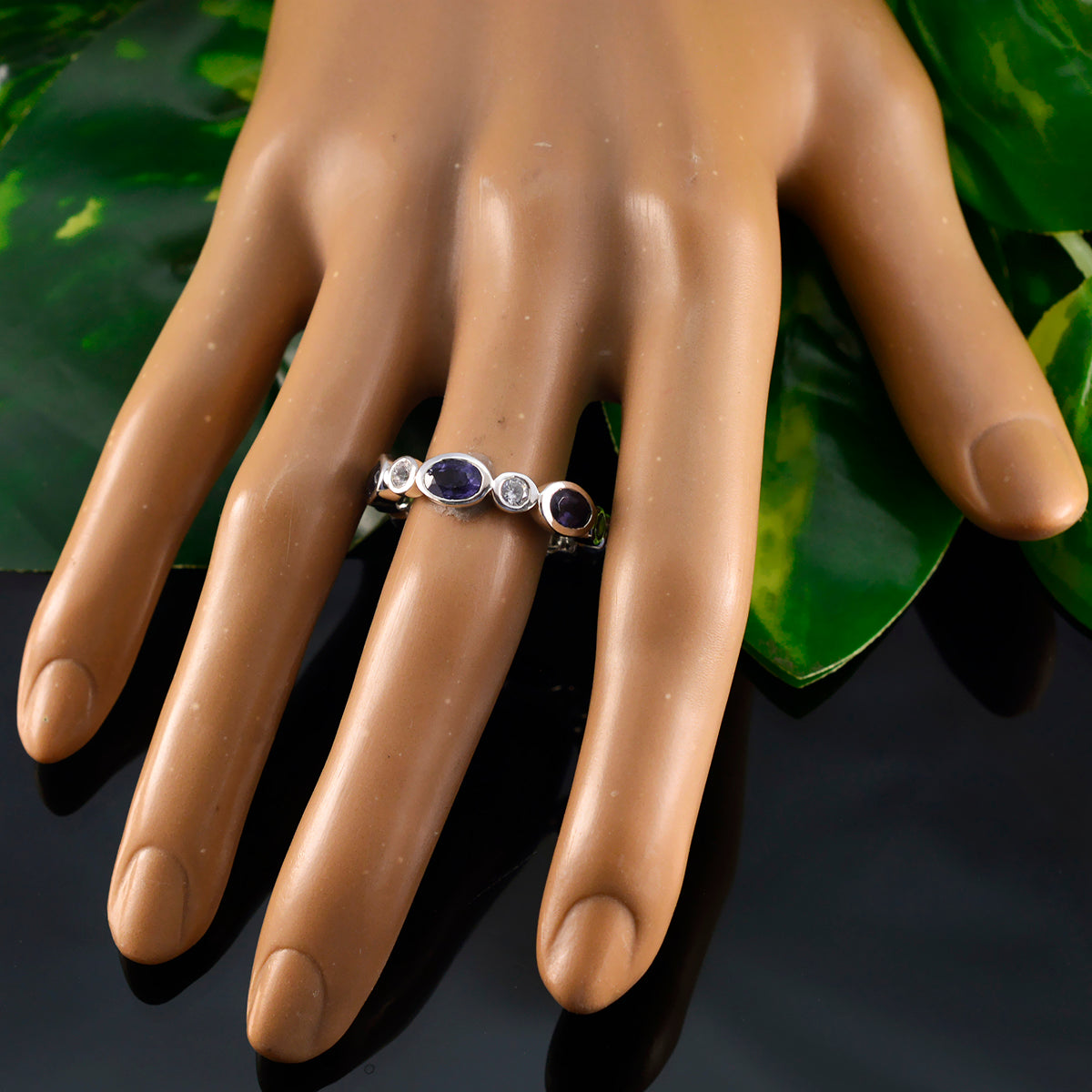 Iolite multiple Indian 925 Sterling Silver Blue Gemstone Minimal Eternity Band Jewelry