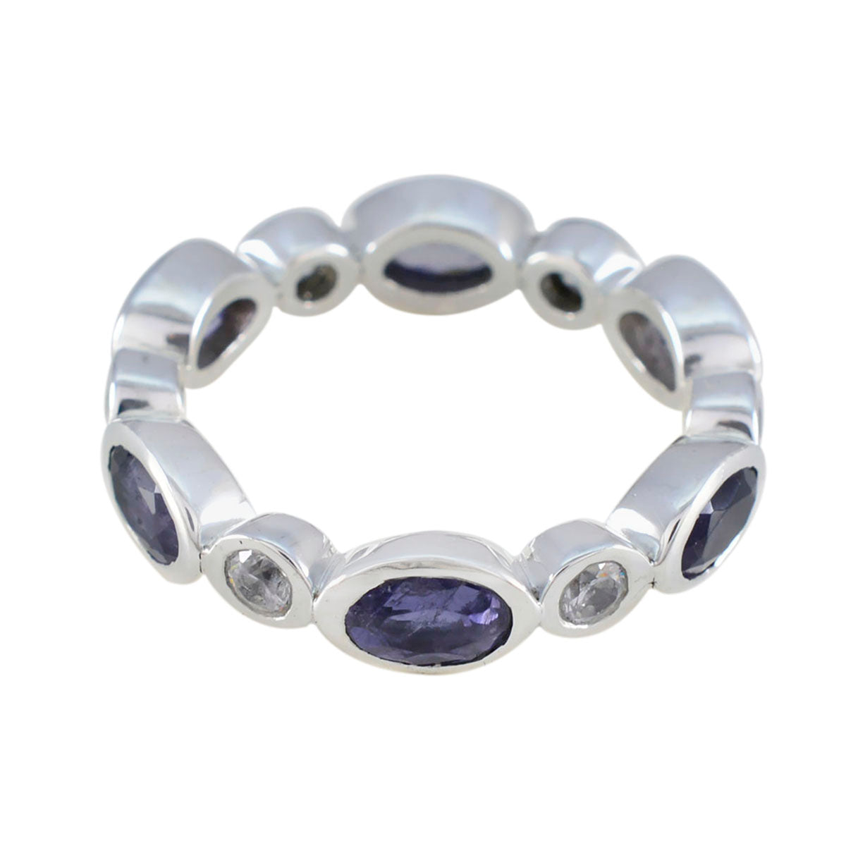 Iolite multiple Indian 925 Sterling Silver Blue Gemstone Minimal Eternity Band Jewelry Главное изображение товара