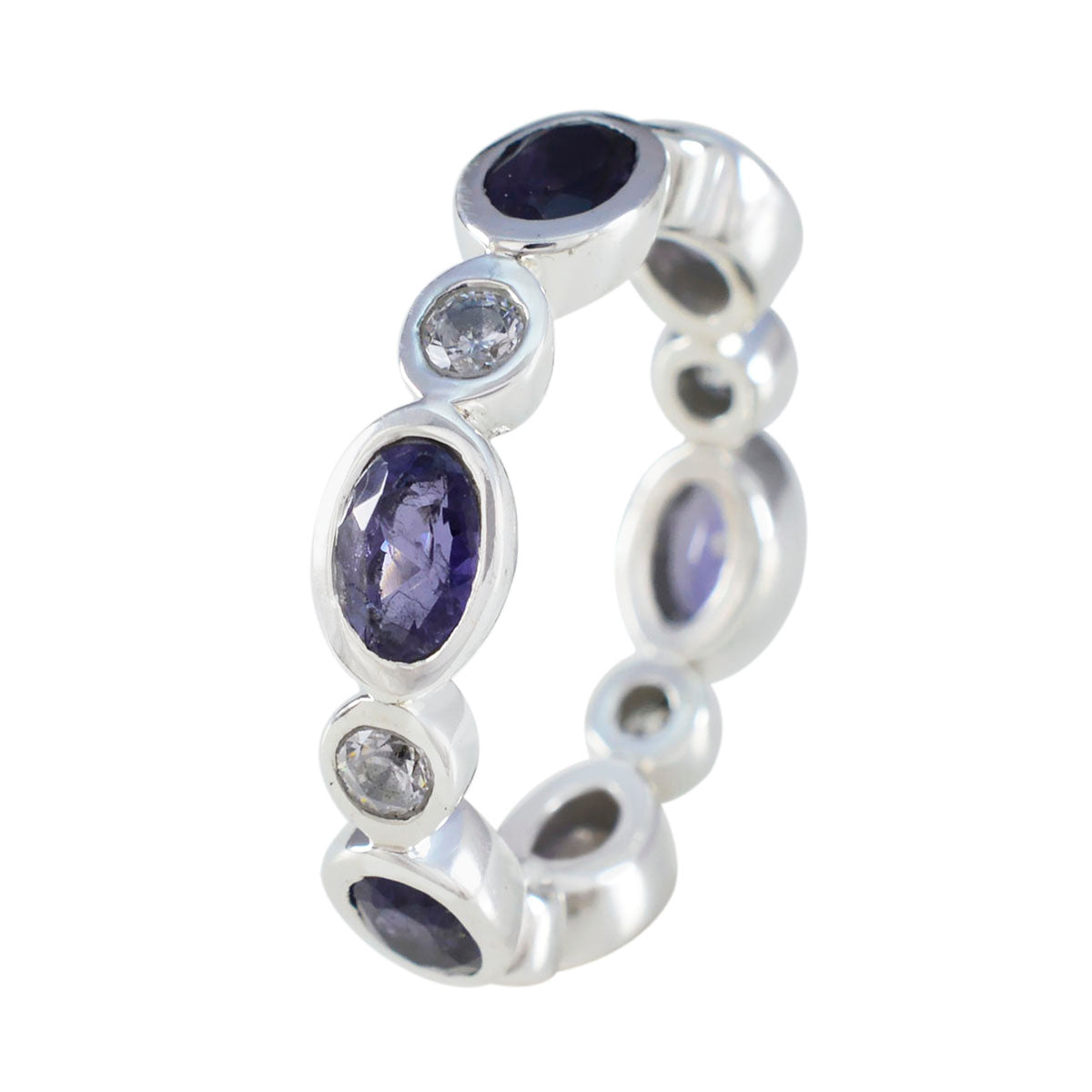 Iolite multiple Indian 925 Sterling Silver Blue Gemstone Minimal Eternity Band Jewelry