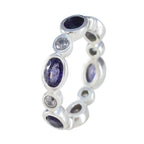 Iolite multiple Indian 925 Sterling Silver Blue Gemstone Minimal Eternity Band Jewelry
