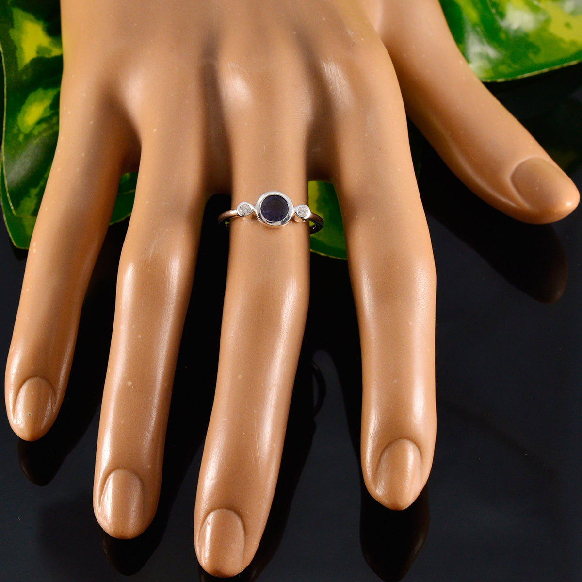 Iolite Trilogy Japanese 92.5 Silver Blue Gemstone Elegant  Abstract Ring Jewellery