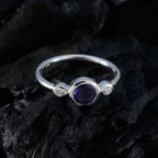 Iolite Trilogy Japanese 92.5 Silver Blue Gemstone Elegant  Abstract Ring Jewellery