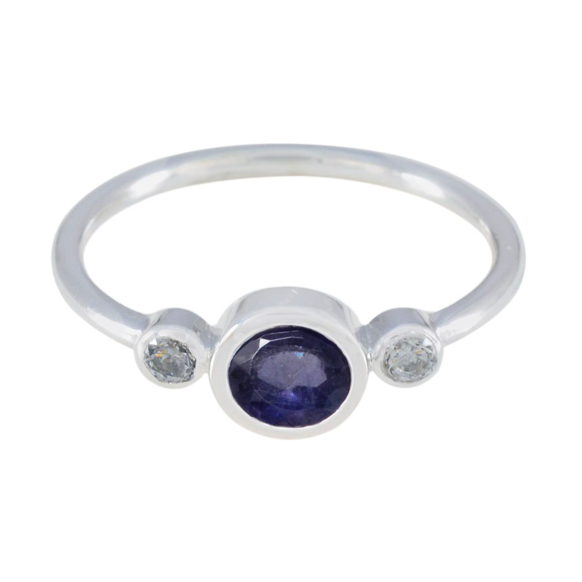 Iolite Trilogy Japanese 92.5 Silver Blue Gemstone Elegant  Abstract Ring Jewellery メイン画像