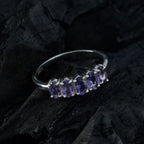 Iolite Penta Turkish 925 Silver Blue Gemstone Delicate Modern Ring Jewelry
