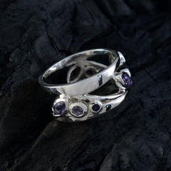 Iolite multiple African 925 Sterling Silver Blue Gems Mid weight Bubble Band Jewelry