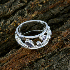 Iolite multiple African 925 Sterling Silver Blue Gems Mid weight Bubble Band Jewelry