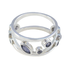 Iolite multiple African 925 Sterling Silver Blue Gems Mid weight Bubble Band Jewelry
