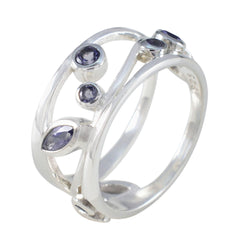 Iolite multiple African 925 Sterling Silver Blue Gems Mid weight Bubble Band Jewelry